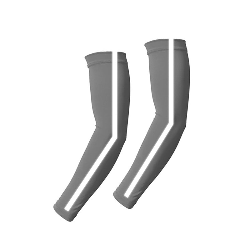 Summer outdoor sun protection sleeves breathable quick-drying cycling arm sleeves night running sports protective gear reflective solid color ice silk sleeves