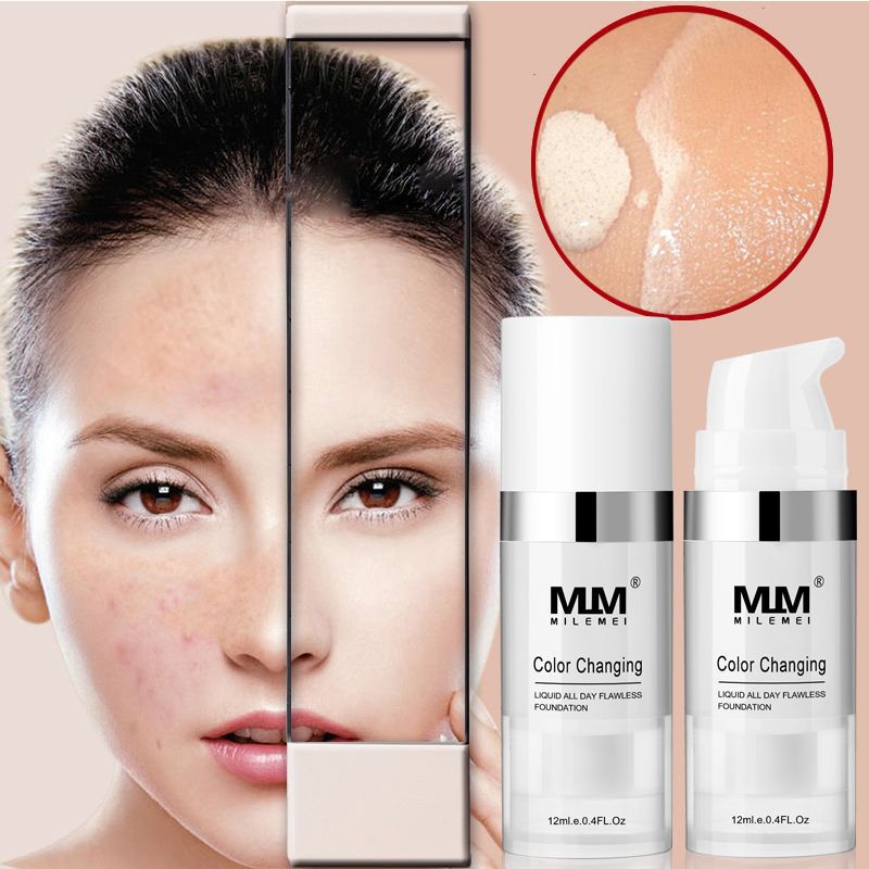 AliExpress Amazon wish temperature-changing skin color foundation liquid brightens portable concealer liquid long-lasting and not easy to fade