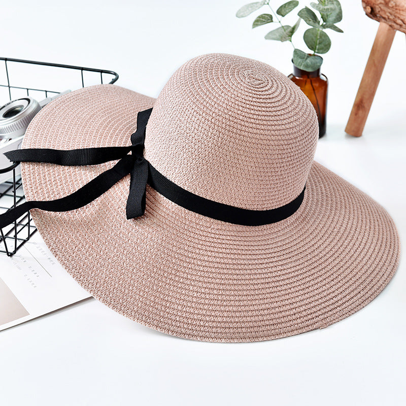 2021 summer hat ladies big-edge bow sun hat female straw hat outdoor travel UV sun hat