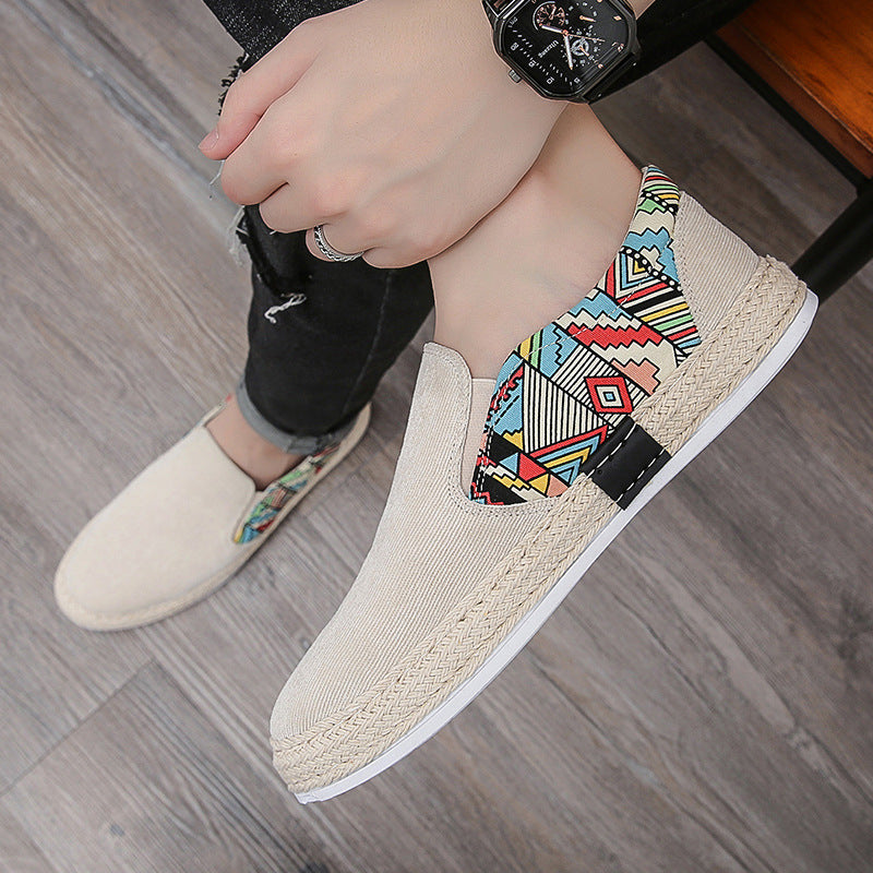 Men's Casual Shoes Corduroy Low-Top Fisherman Shoes Canvas Shoes Board Shoes Men's Slip-on Lazy Shoes Cloth Shoes Trendy Men's Shoes