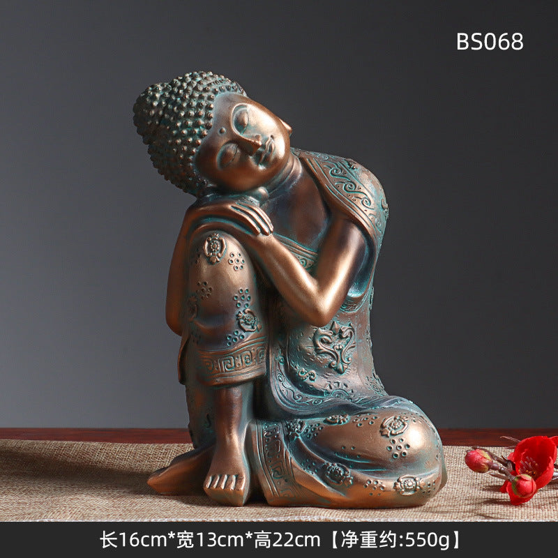 Southeast Asian style colored Buddha statue ornaments resin crafts Thai restaurant imitation bronze sleeping Buddha statue ornaments