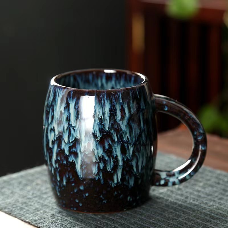 European retro ceramic mug water cup office cup milk cup kiln-changed glaze coffee cup personal cup gift wholesale