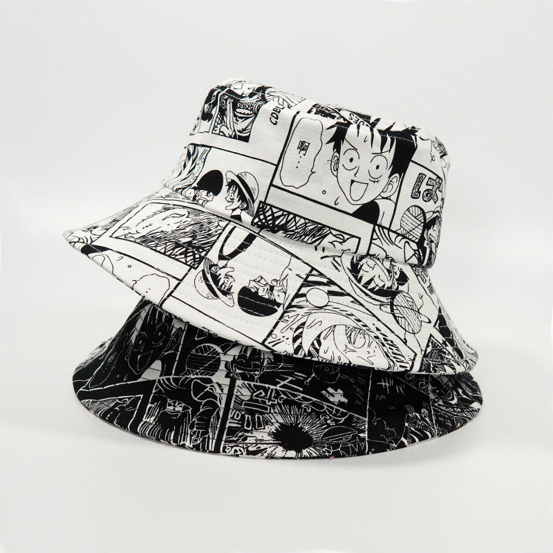 2025 new anime print fisherman hat Japanese men and women out leisure basin hat sun hat tide