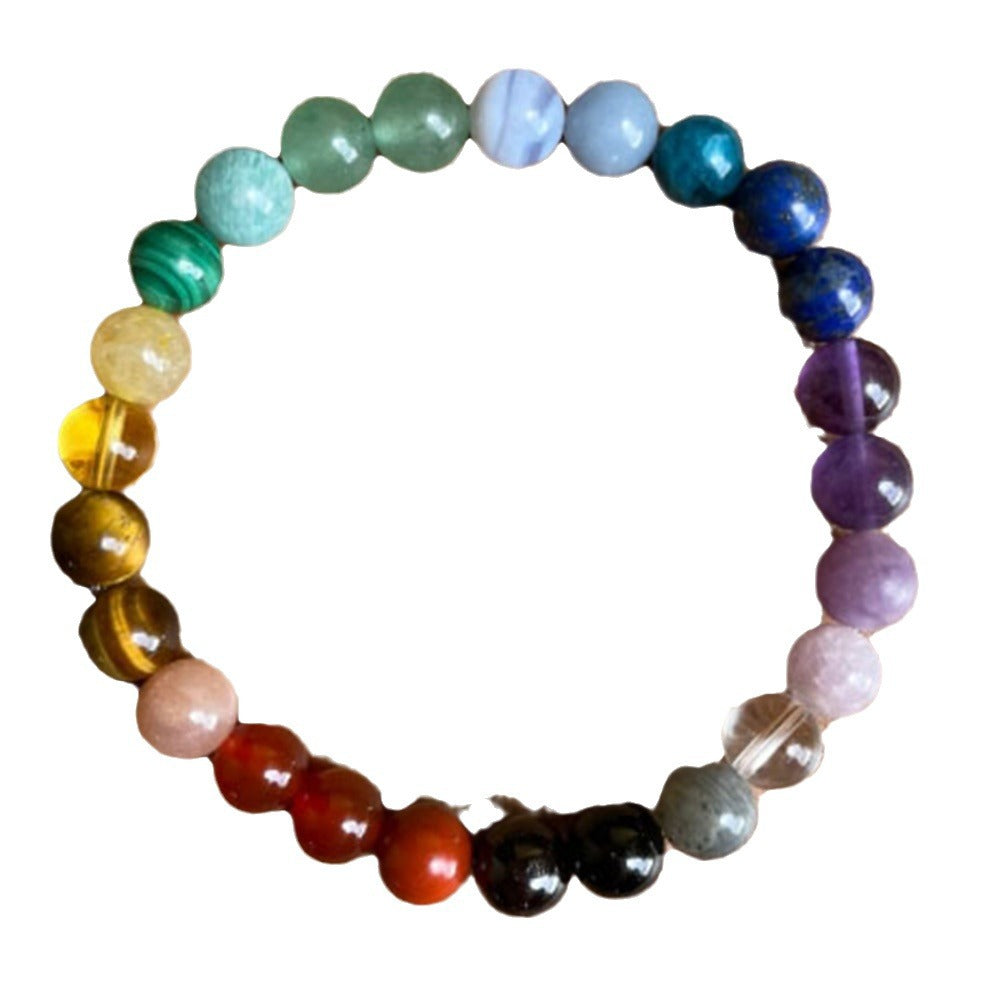 Bohemian rainbow color raw stone bracelet female handmade beaded bracelet yoga stone sports jewelry tiger eye stone crystal