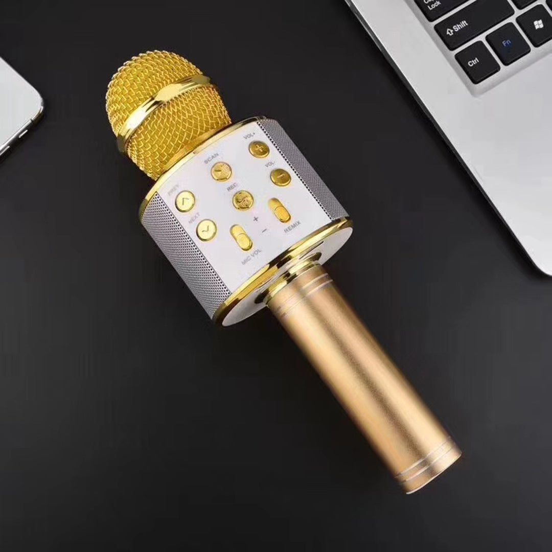 Cross-border 858 microphone speaker integrated microphone wireless Bluetooth karaoke children singing universal handheld microphone