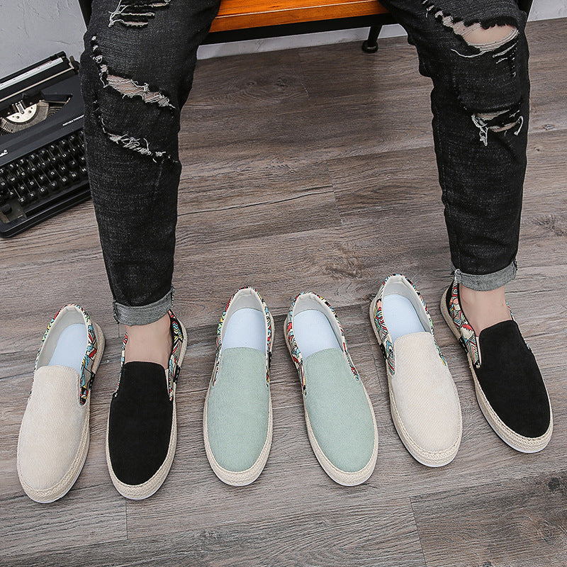 Men's Casual Shoes Corduroy Low-Top Fisherman Shoes Canvas Shoes Board Shoes Men's Slip-on Lazy Shoes Cloth Shoes Trendy Men's Shoes
