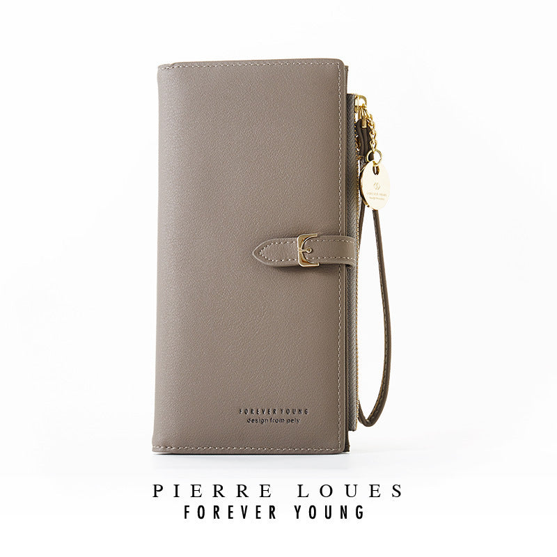 pierre loues new style ladies wallet Korean solid color ladies clutch large capacity ladies wrist bag
