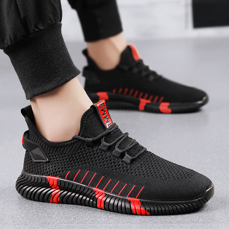 2023 summer new mesh shoes flying woven shoes casual sports shoes breathable board shoes lightweight slip-on running shoes men's shoes