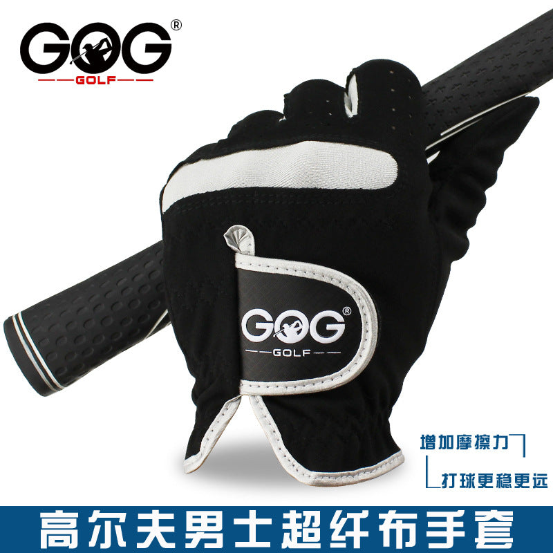 Golf gloves men's microfiber cloth black genuine GOG left and right hand comfortable wear-resistant breathable free shipping
