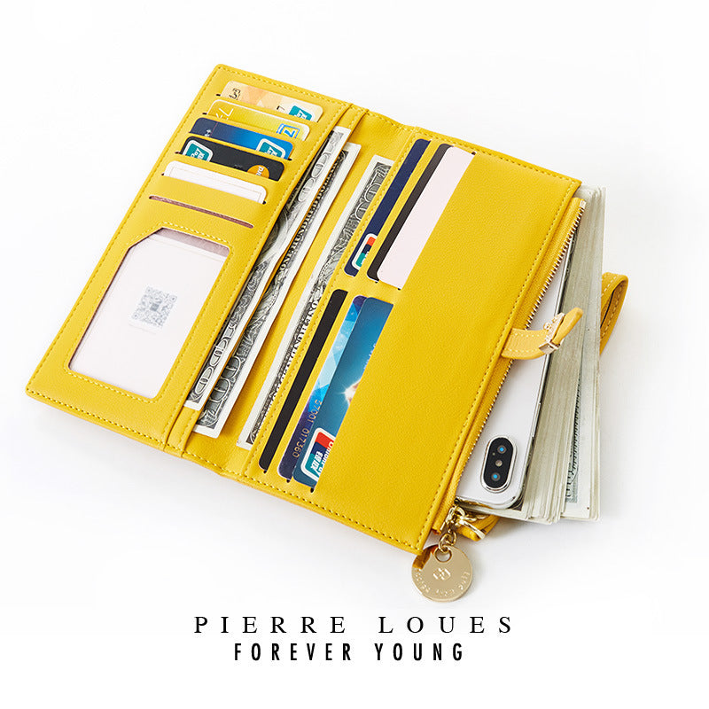pierre loues new style ladies wallet Korean solid color ladies clutch large capacity ladies wrist bag