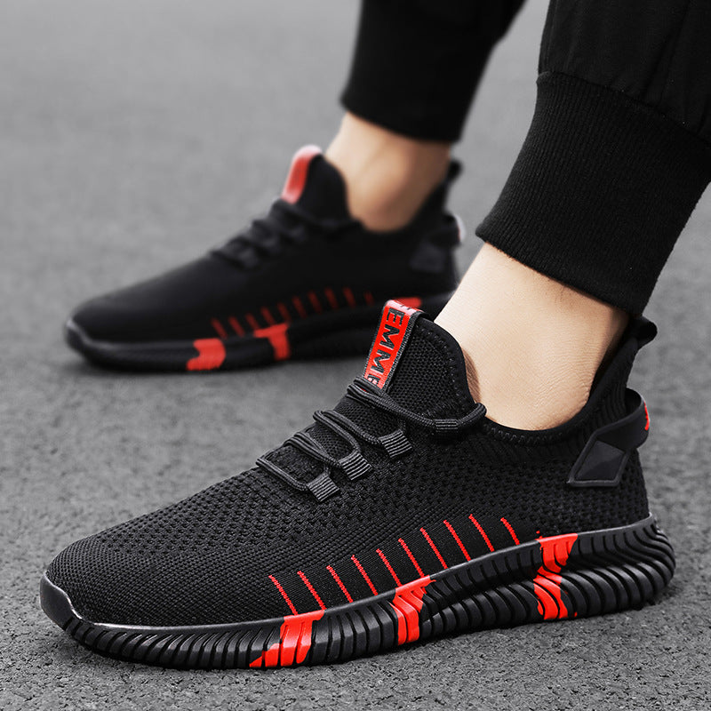2023 summer new mesh shoes flying woven shoes casual sports shoes breathable board shoes lightweight slip-on running shoes men's shoes
