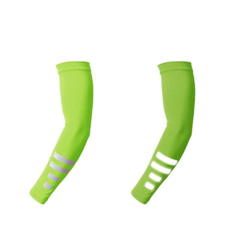 Summer outdoor sun protection sleeves breathable quick-drying cycling arm sleeves night running sports protective gear reflective solid color ice silk sleeves