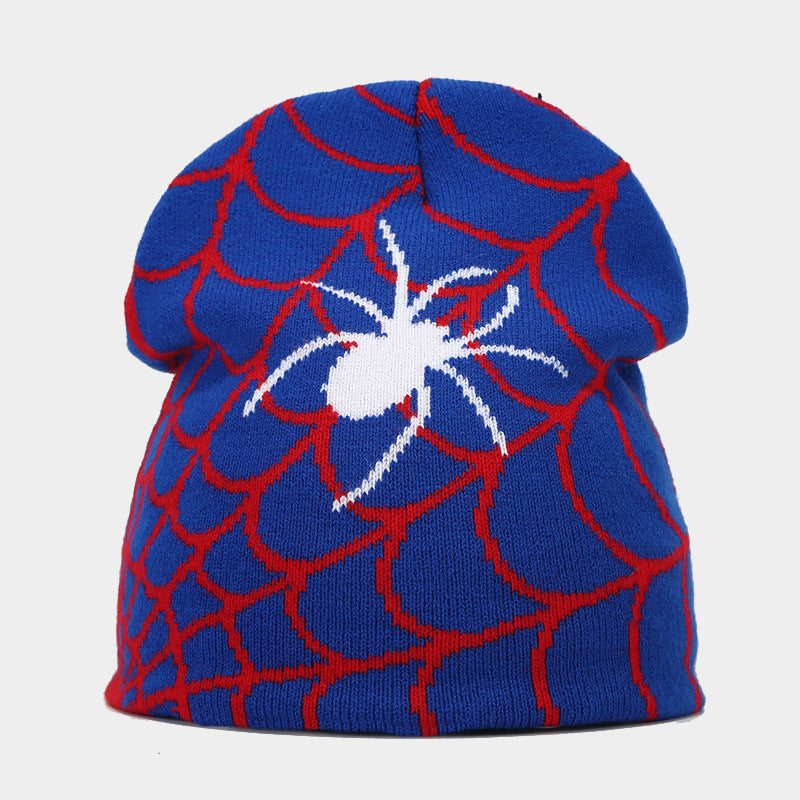Amazon hot sale Gothic style spider web jacquard knitted hat men hip hop outdoor warm hat women wool hat trend