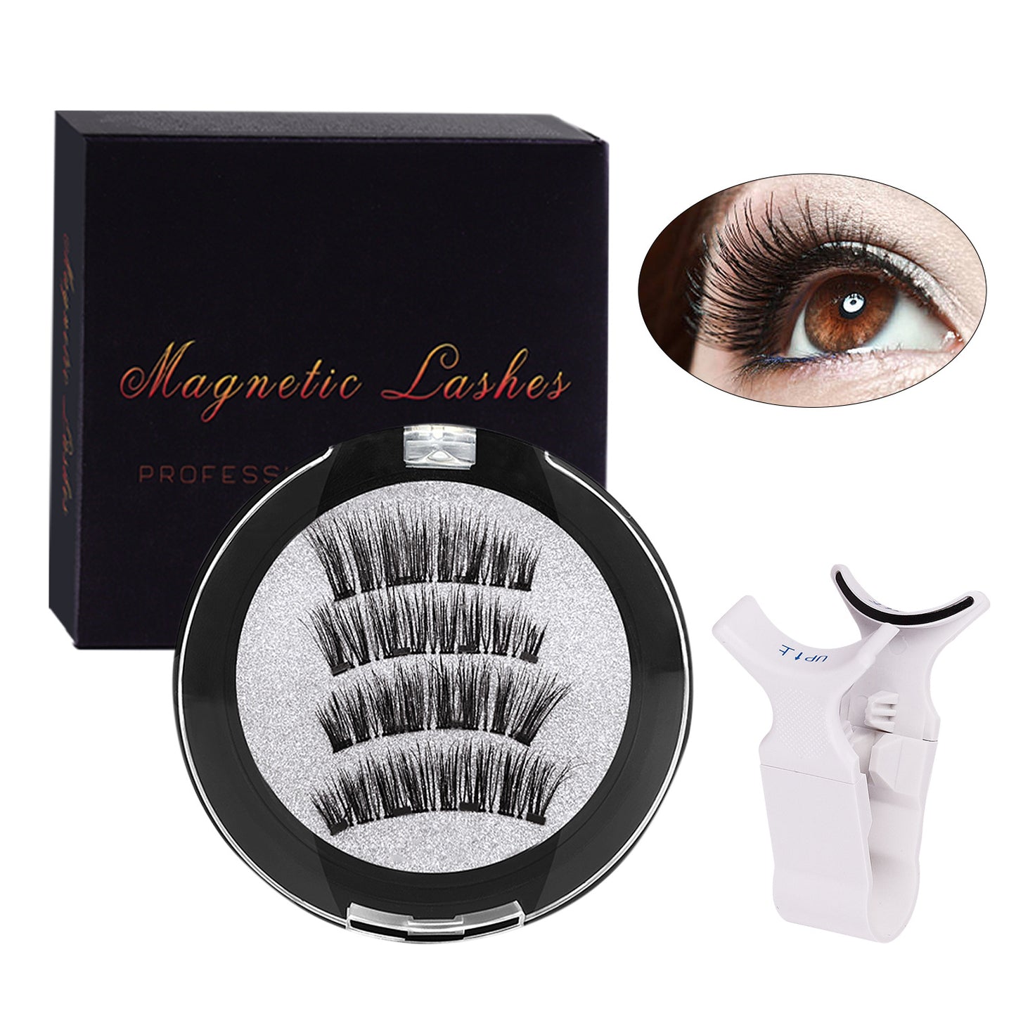 Four magnetic false eyelashes set natural simulation waterproof quantum magnetic eyelashes free makeup removal magnetic eyelashes
