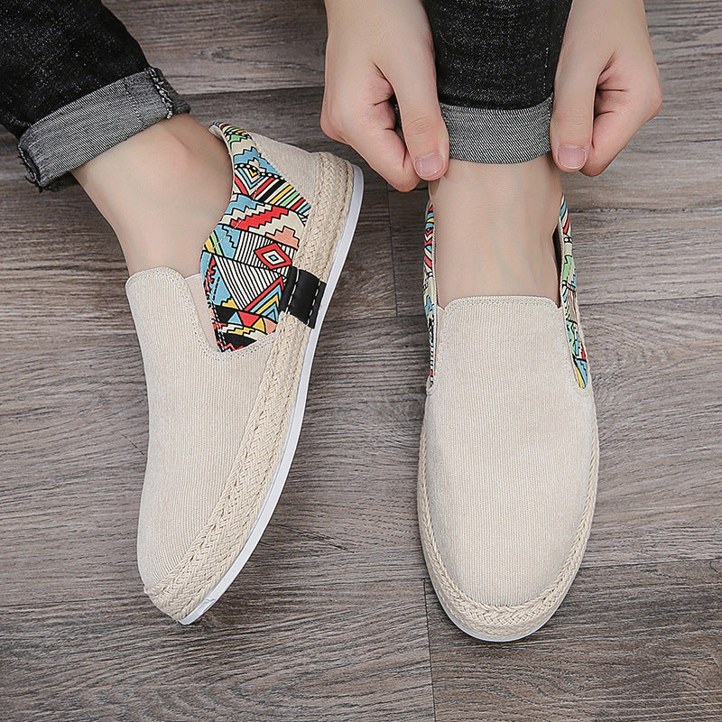 Men's Casual Shoes Corduroy Low-Top Fisherman Shoes Canvas Shoes Board Shoes Men's Slip-on Lazy Shoes Cloth Shoes Trendy Men's Shoes