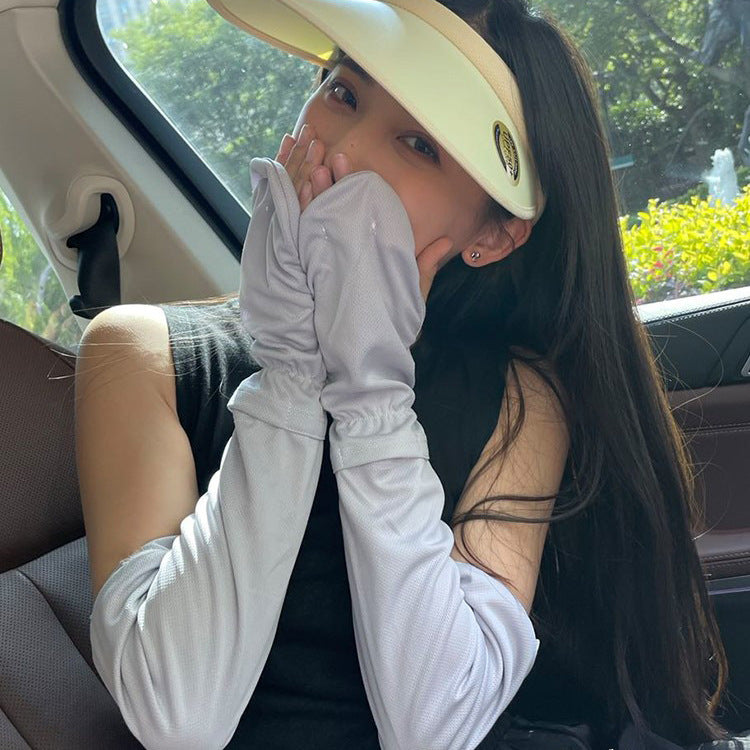 Japanese UV large size ice sleeve gloves female summer driving sunscreen sleeves loose arm guards riding anti-ultraviolet ice silk sleeves