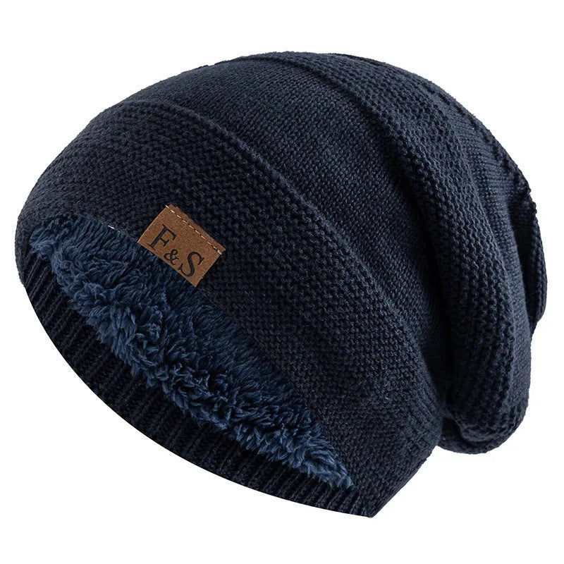 New autumn and winter FS label casual knitted hat for men outdoor windproof cold-proof warm hat with velvet earmuffs