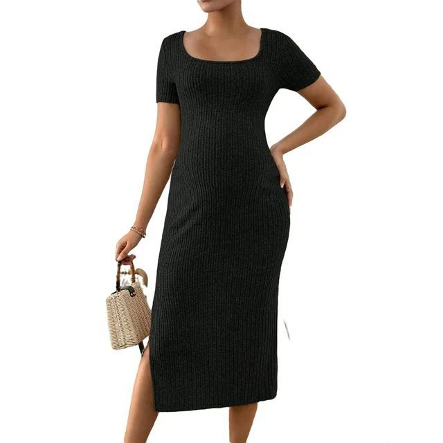 Cross-border foreign trade Amazon European and American pregnant women cross-border foreign trade ribbed knitted round square neck short-sleeved pregnant women jumpsuit