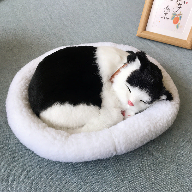 Breathing cat simulation cat model ornaments plush sleeping dog home decoration ornaments photography props crafts