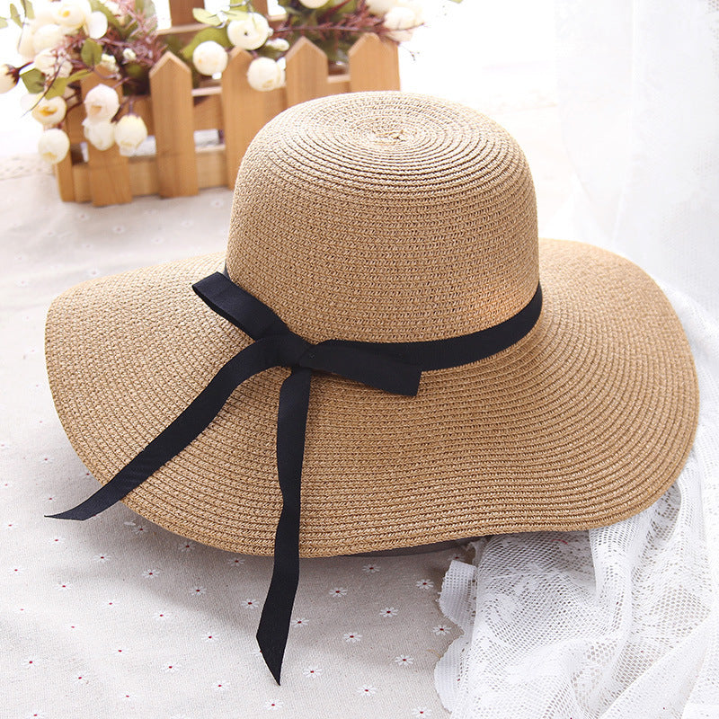 2021 summer hat ladies big-edge bow sun hat female straw hat outdoor travel UV sun hat