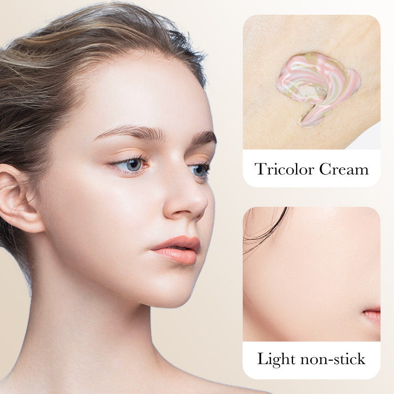 Cross-border foreign trade SADOER three-color sunscreen isolation cream brightens skin tone and moisturizes natural nude makeup sunscreen primer