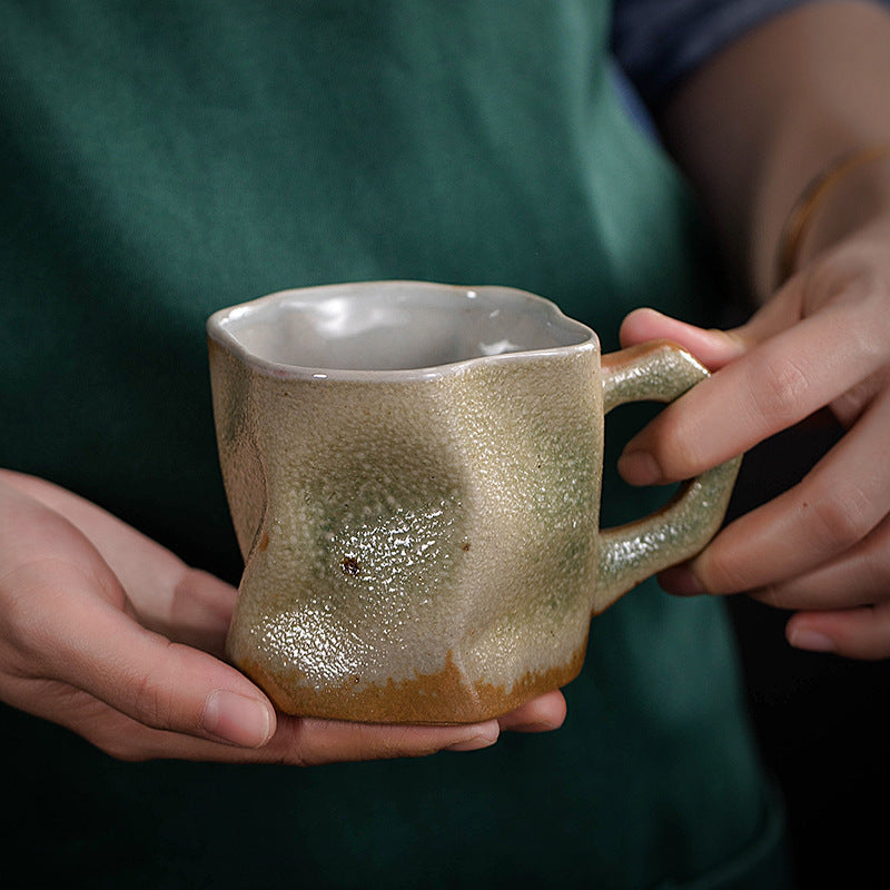 Japanese simple stoneware coffee cup creative kiln mug retro ceramic cup home cup office cup breakfast cup
