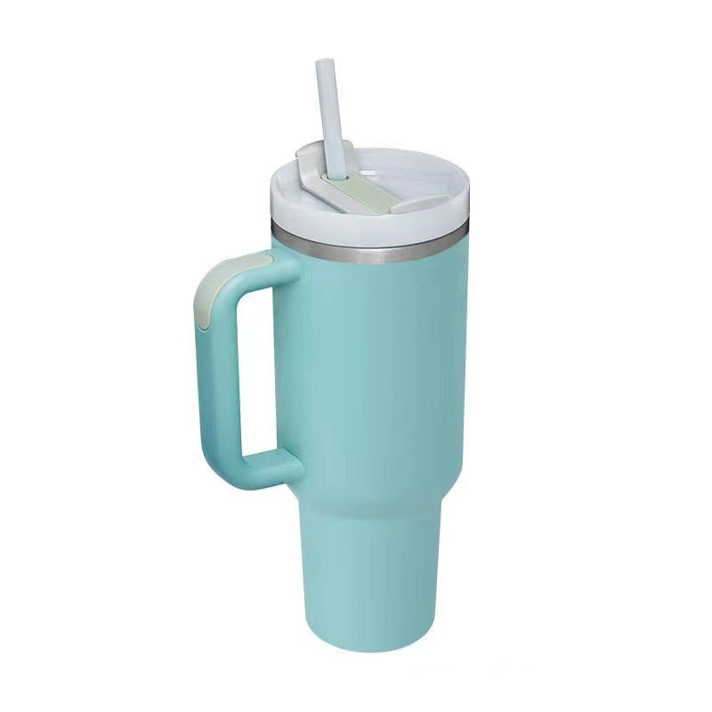 Cross-border car cup 40oz second generation handle cup thermos cup double layer ice cup water cup straw cup logo wholesale