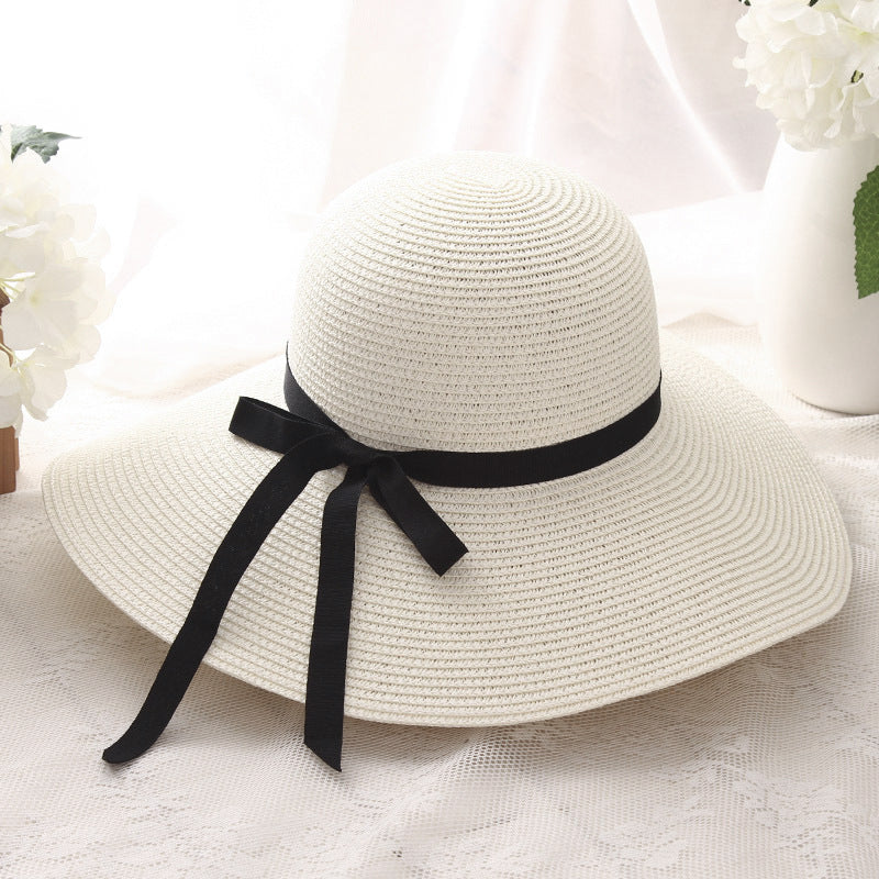 2021 summer hat ladies big-edge bow sun hat female straw hat outdoor travel UV sun hat