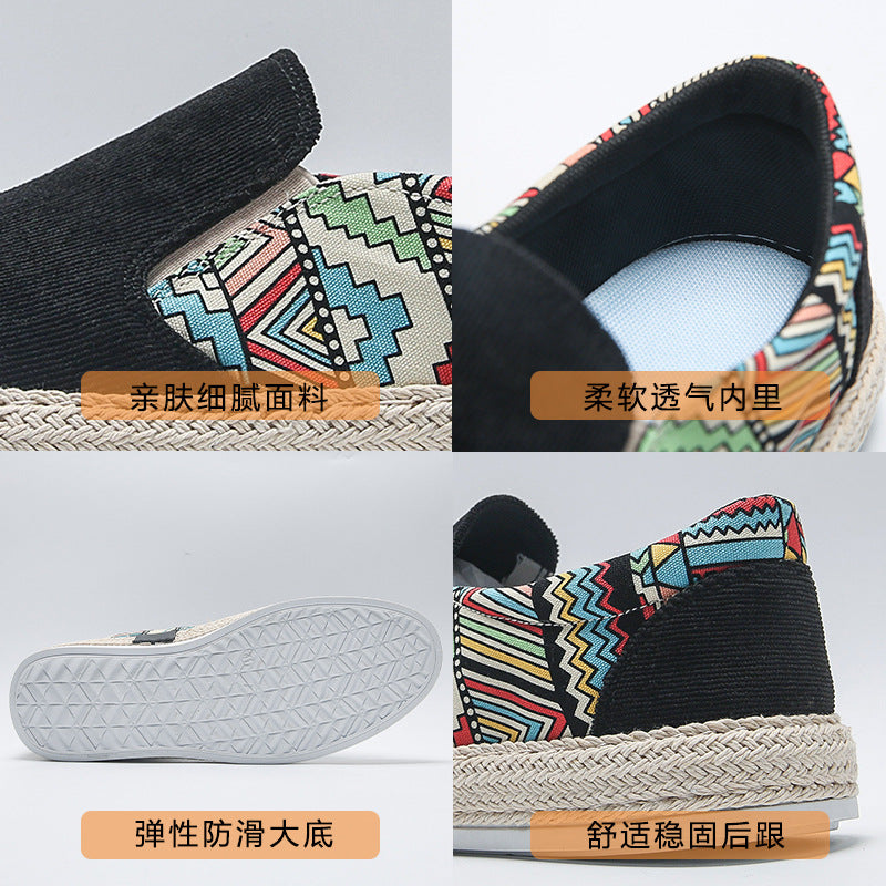 Men's Casual Shoes Corduroy Low-Top Fisherman Shoes Canvas Shoes Board Shoes Men's Slip-on Lazy Shoes Cloth Shoes Trendy Men's Shoes