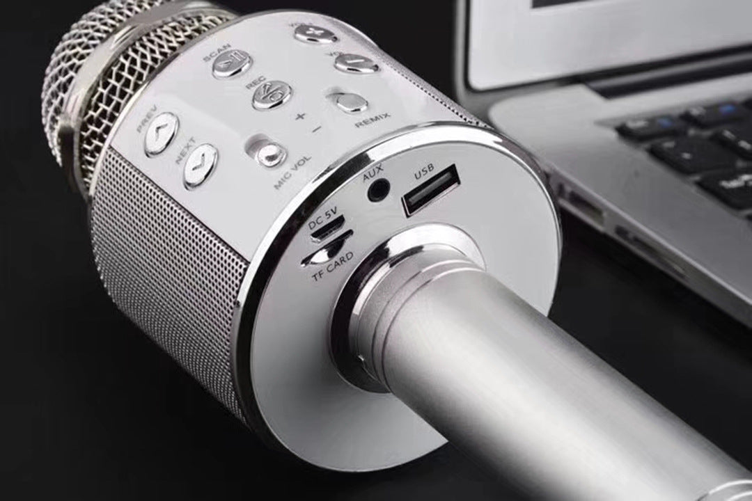 Cross-border 858 microphone speaker integrated microphone wireless Bluetooth karaoke children singing universal handheld microphone