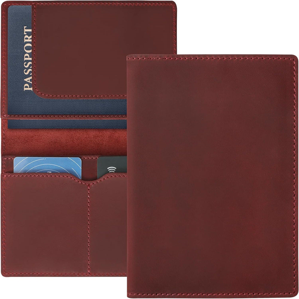 Patriotic Cow Original Top Layer Cowhide Handmade Passport Case Boarding Card Document Bag Storage Book Handmade Genuine Leather Protective Case