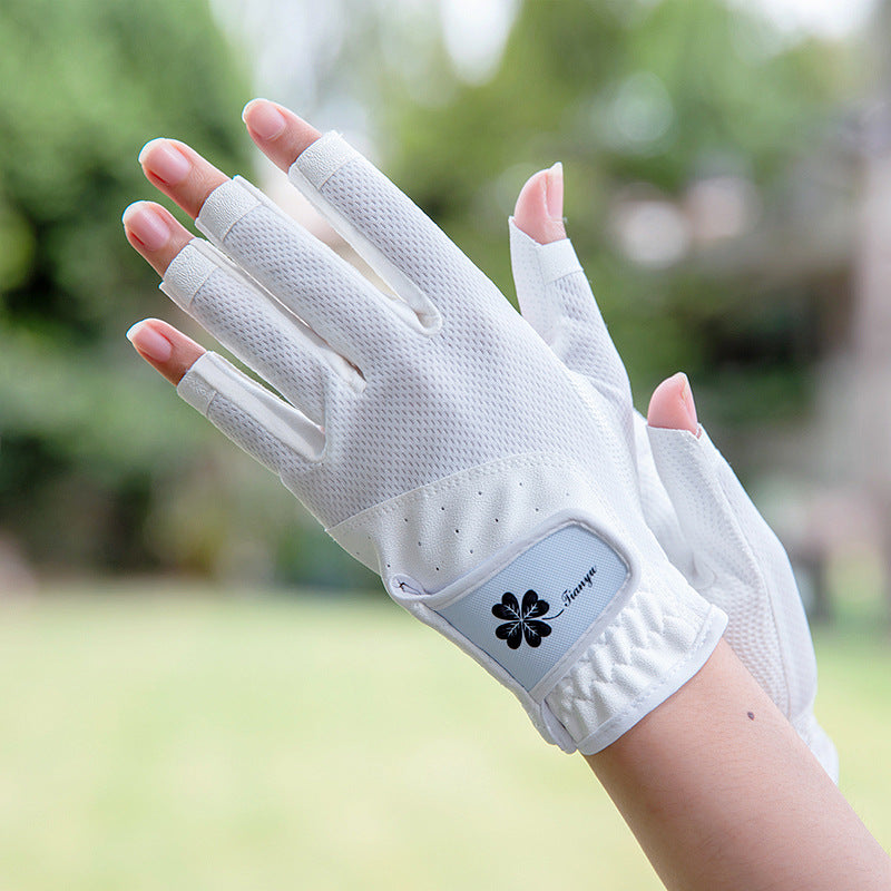 Golf gloves for women Korean style non-slip fingerless gloves half finger touch screen wear-resistant breathable 1 pair