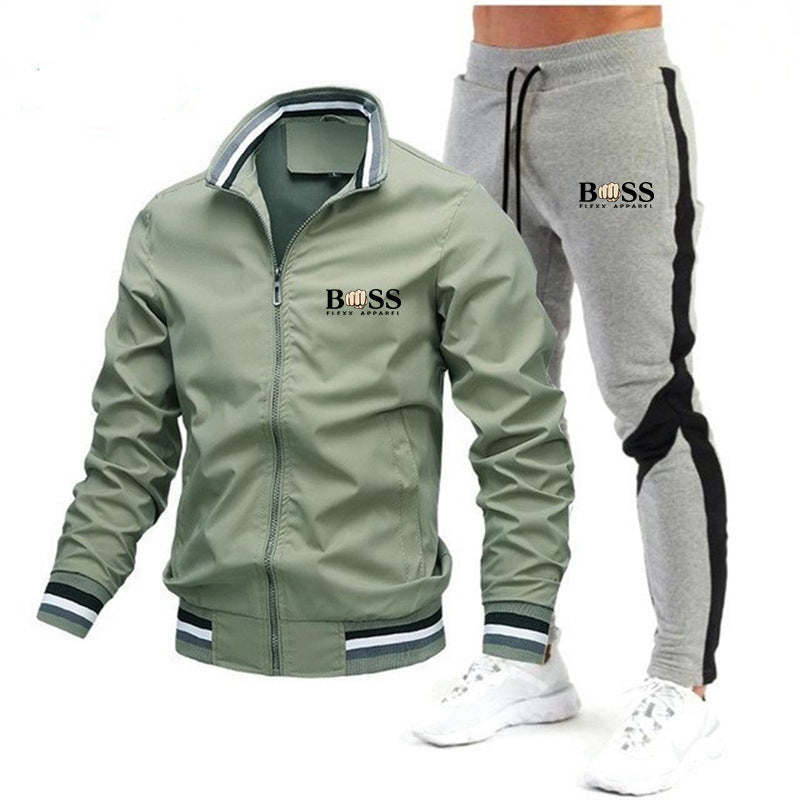 2025 new men's jacket suit casual suit splicing trousers bomber jacket high quality jacket suit