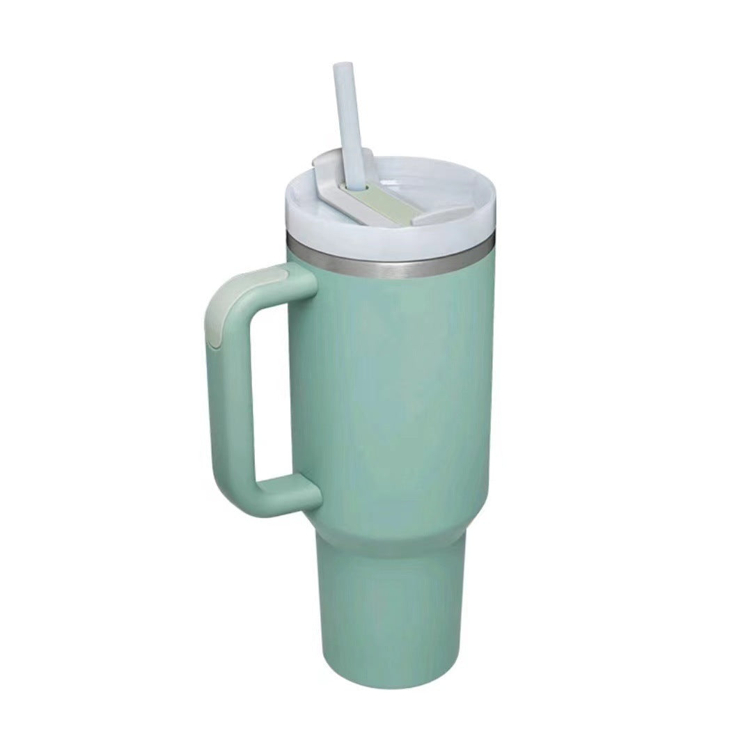 Cross-border car cup 40oz second generation handle cup thermos cup double layer ice cup water cup straw cup logo wholesale