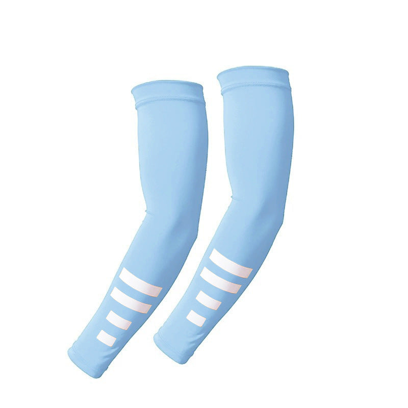 Summer outdoor sun protection sleeves breathable quick-drying cycling arm sleeves night running sports protective gear reflective solid color ice silk sleeves