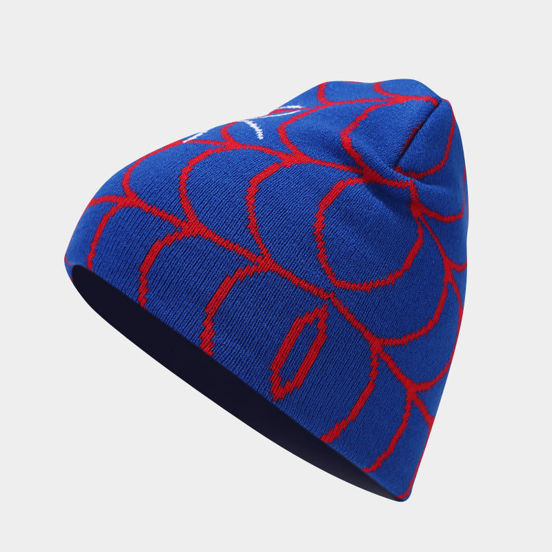 Amazon hot sale Gothic style spider web jacquard knitted hat men hip hop outdoor warm hat women wool hat trend