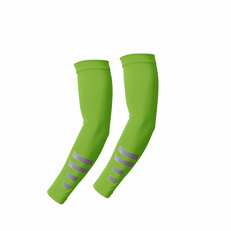 Summer outdoor sun protection sleeves breathable quick-drying cycling arm sleeves night running sports protective gear reflective solid color ice silk sleeves