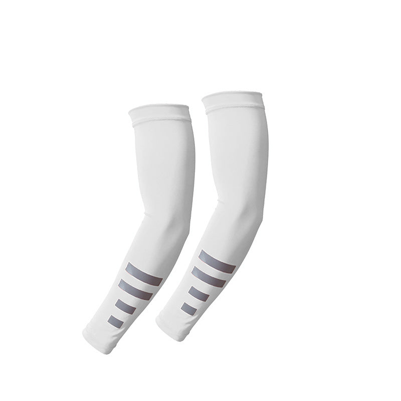 Summer outdoor sun protection sleeves breathable quick-drying cycling arm sleeves night running sports protective gear reflective solid color ice silk sleeves