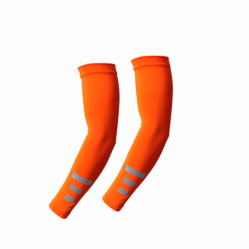 Summer outdoor sun protection sleeves breathable quick-drying cycling arm sleeves night running sports protective gear reflective solid color ice silk sleeves