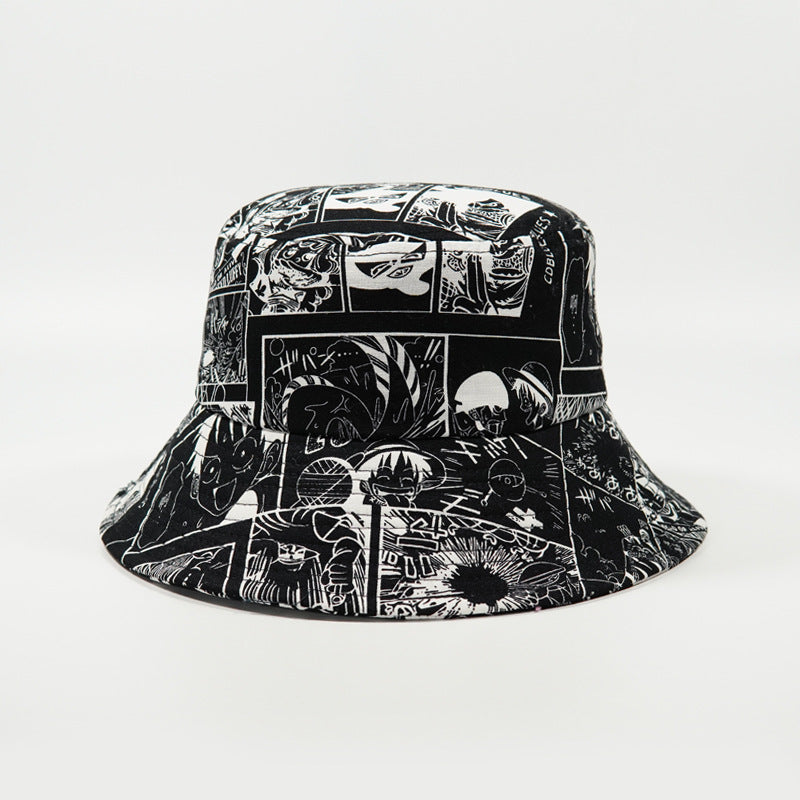 2025 new anime print fisherman hat Japanese men and women out leisure basin hat sun hat tide