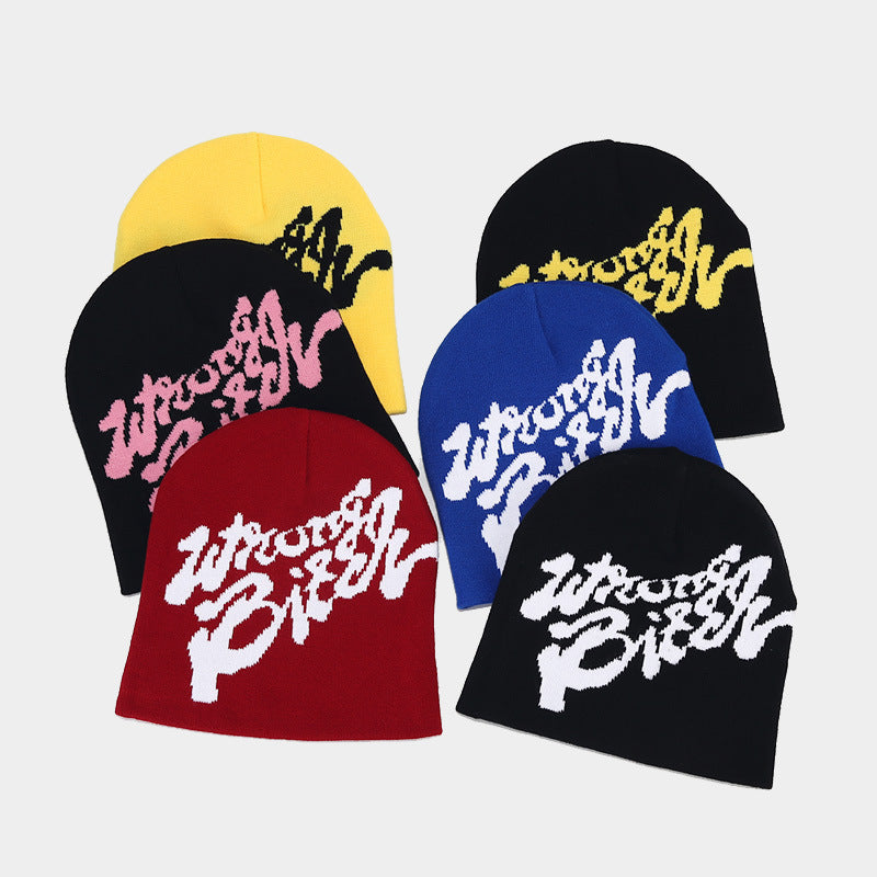 Cross-border European and American new hip-hop letter jacquard knitted hat men and women autumn and winter warm wool hat outdoor trend cold hat