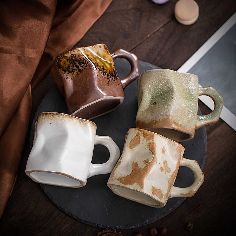 Japanese simple stoneware coffee cup creative kiln mug retro ceramic cup home cup office cup breakfast cup