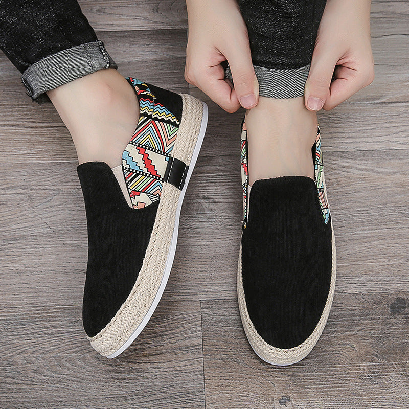 Men's Casual Shoes Corduroy Low-Top Fisherman Shoes Canvas Shoes Board Shoes Men's Slip-on Lazy Shoes Cloth Shoes Trendy Men's Shoes