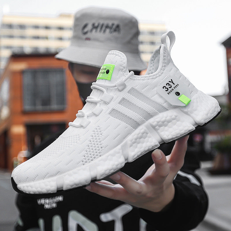 Men's shoes sports shoes summer shoes running shoes flying woven breathable running shoes lightweight mesh men's casual shoes men