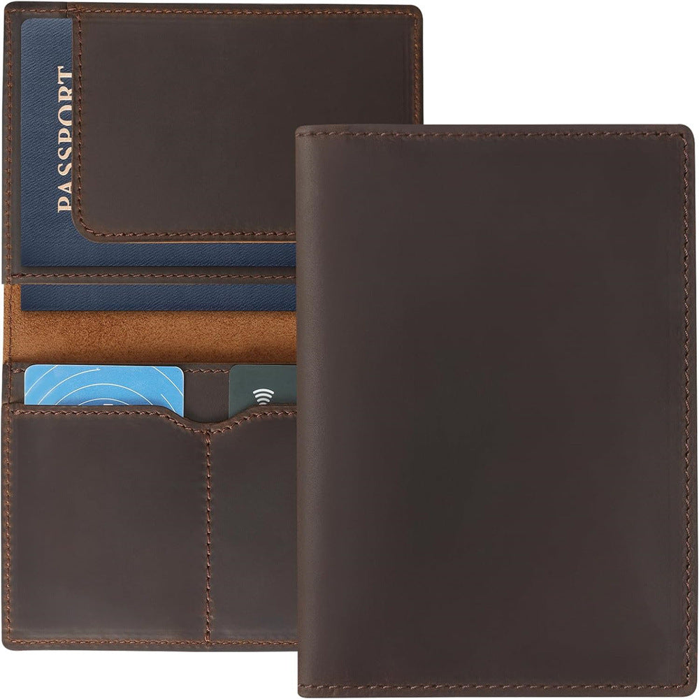 Patriotic Cow Original Top Layer Cowhide Handmade Passport Case Boarding Card Document Bag Storage Book Handmade Genuine Leather Protective Case