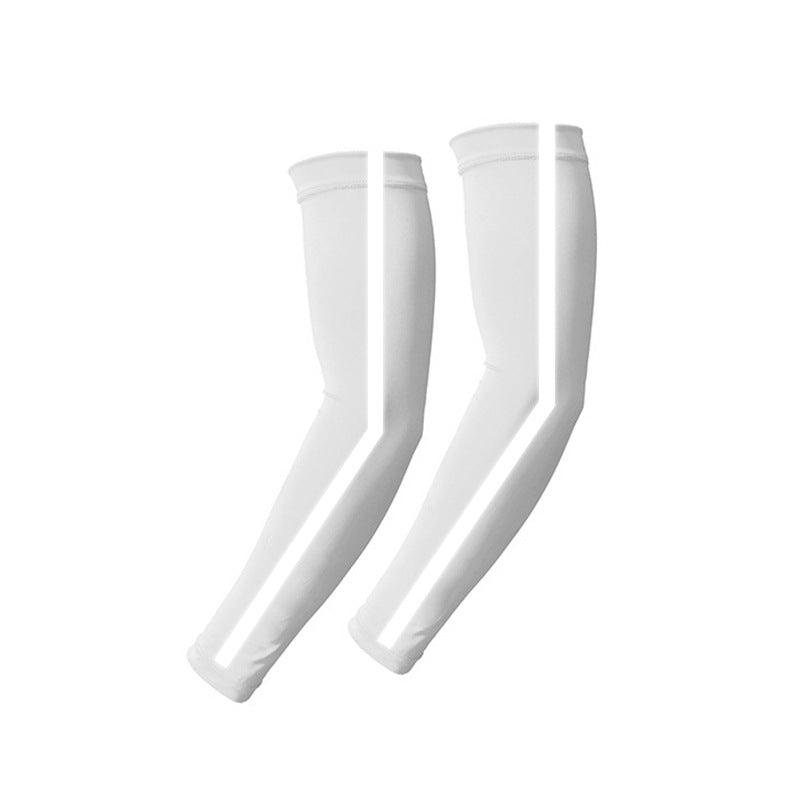 Summer outdoor sun protection sleeves breathable quick-drying cycling arm sleeves night running sports protective gear reflective solid color ice silk sleeves