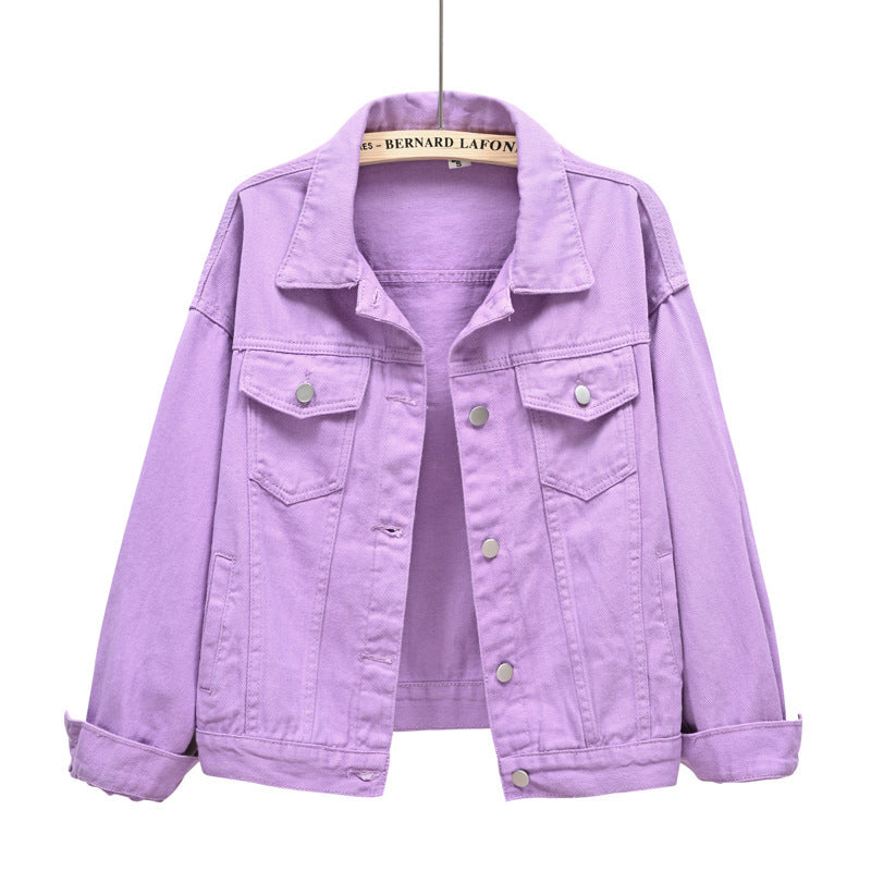 European and American Amazon spring new denim jacket women's short loose long-sleeved jacket casual jacket jacket wholesale