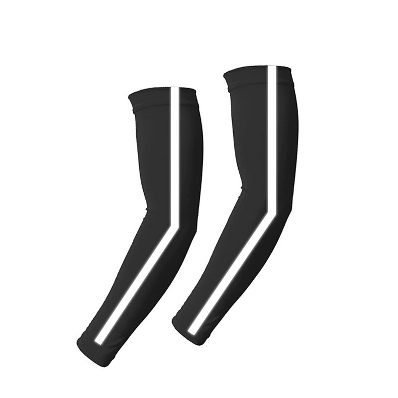 Summer outdoor sun protection sleeves breathable quick-drying cycling arm sleeves night running sports protective gear reflective solid color ice silk sleeves