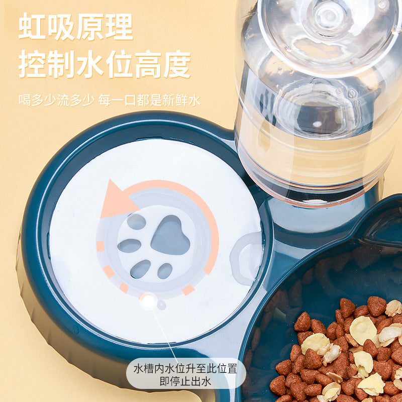 Cat bowl cat food bowl double bowl to protect the cervical vertebra automatic drinking water bowl anti-knockover cat food bowl dog pet supplies