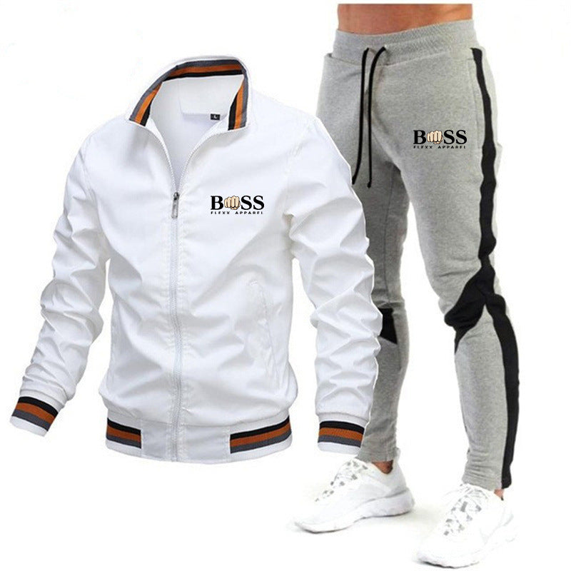 2025 new men's jacket suit casual suit splicing trousers bomber jacket high quality jacket suit